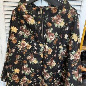 Wool Pleated Floral print Skirt (size small)